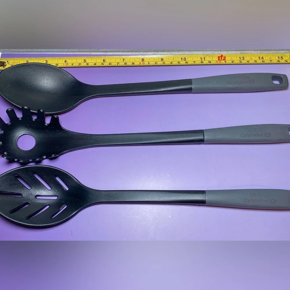 Select by Calphalon 3pc Nylon Kitchen Utensil Set Spoon Slotted Spoon Pasta Fork